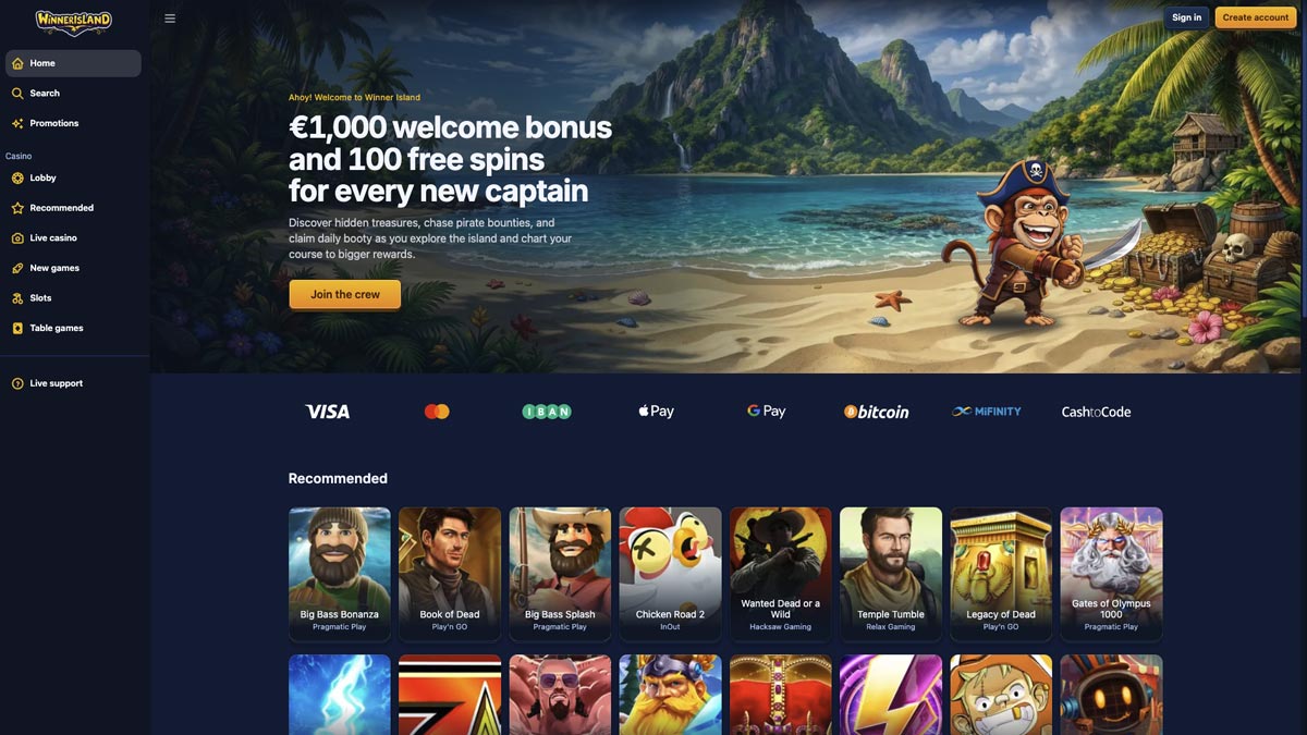 homepage van online casino zonder cruks van winner island